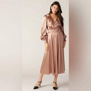 Flying Tomato MOMENTS OF CLARITY WOVEN MIDI DRESS Small